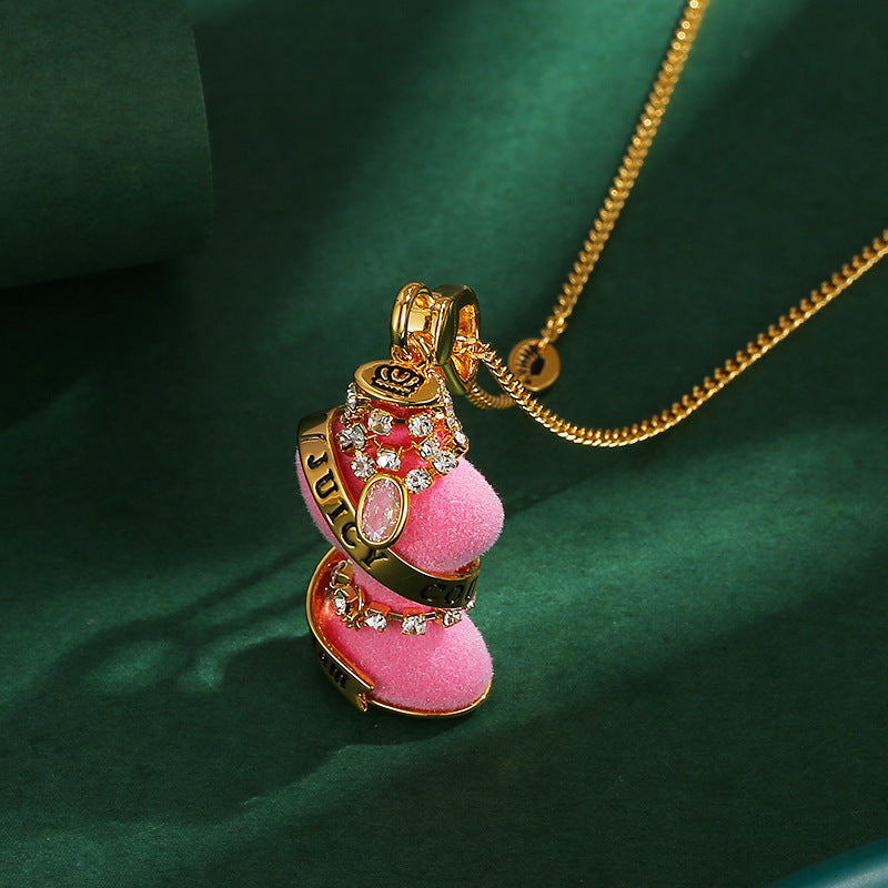 Diamond inlaid crystal zircon diamond chain pink