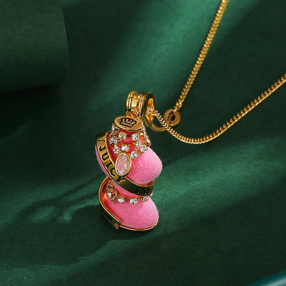 Diamond inlaid crystal zircon diamond chain pink